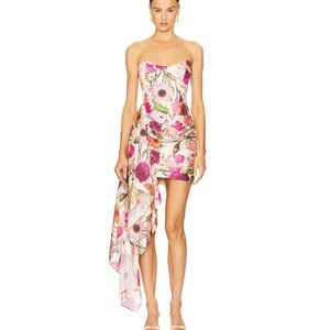 Katie May Pink Floral Strapless Mini Dress